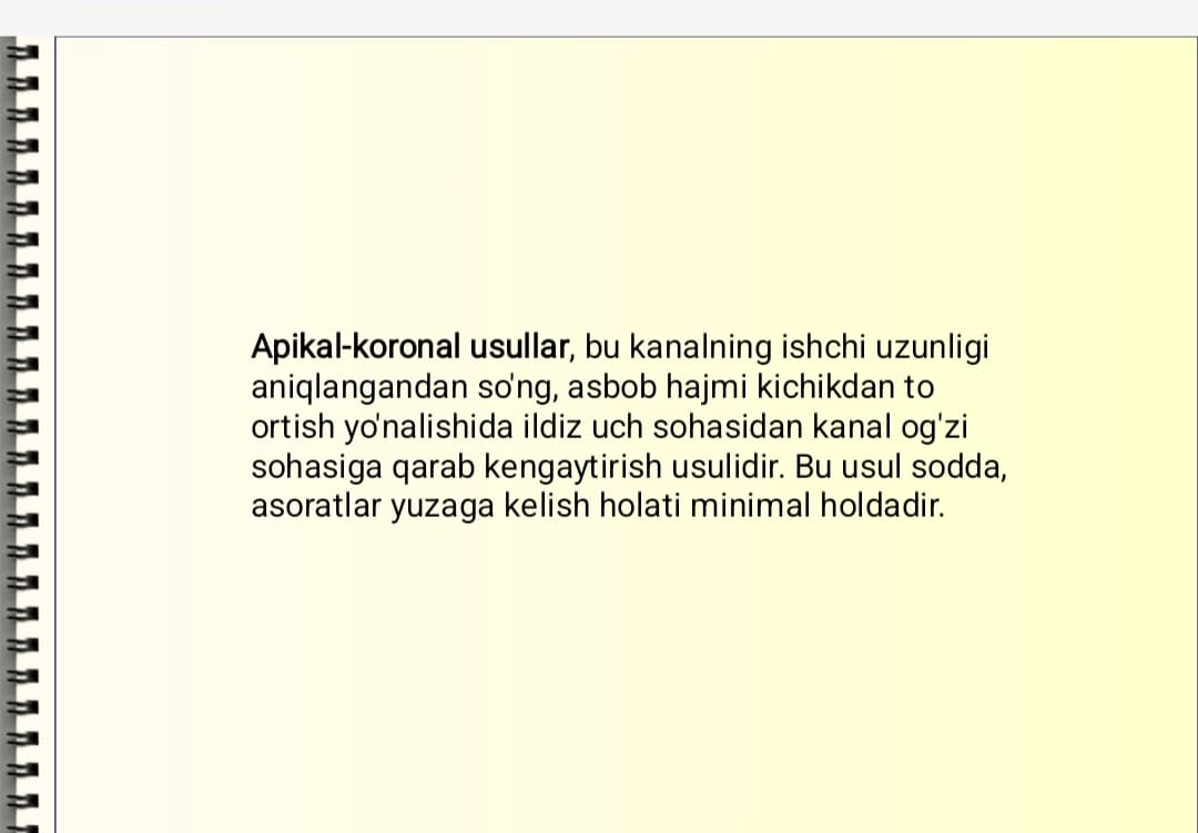 Ildiz kanalini apikal-koranal kengaytirish usullari