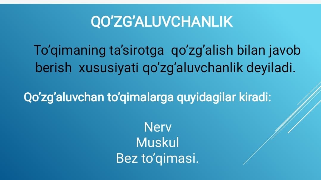Qo’zg’aluvchan to’qimalarda bioelektrik hodisalar