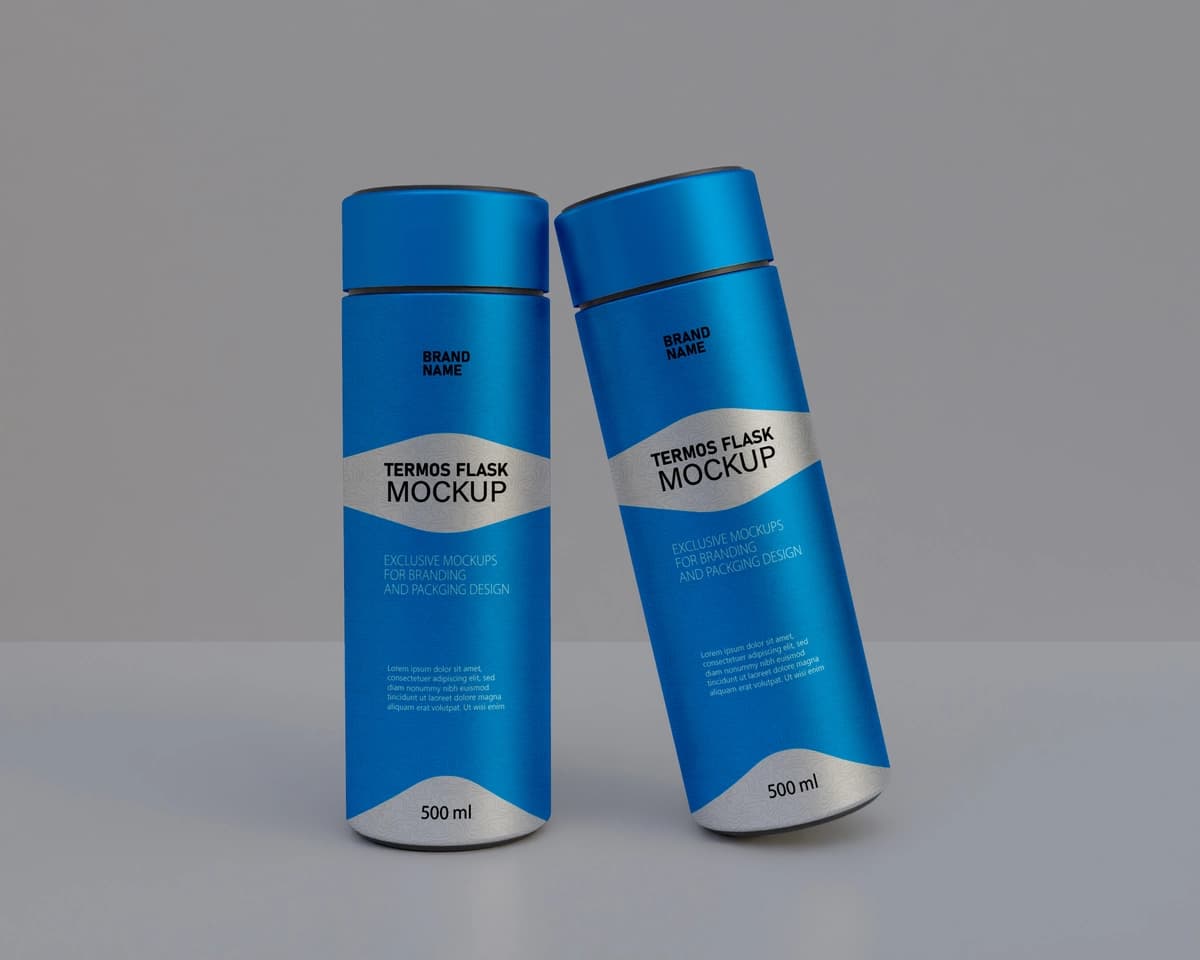 Kolba maketi suv termos kolba maketi zanglamaydigan po'choq | Flask mockup water termos flask mockup stainless sill