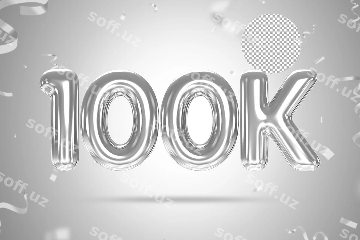 100k izdoshlari kumush sharlar soni | 100k followers silver balloons number