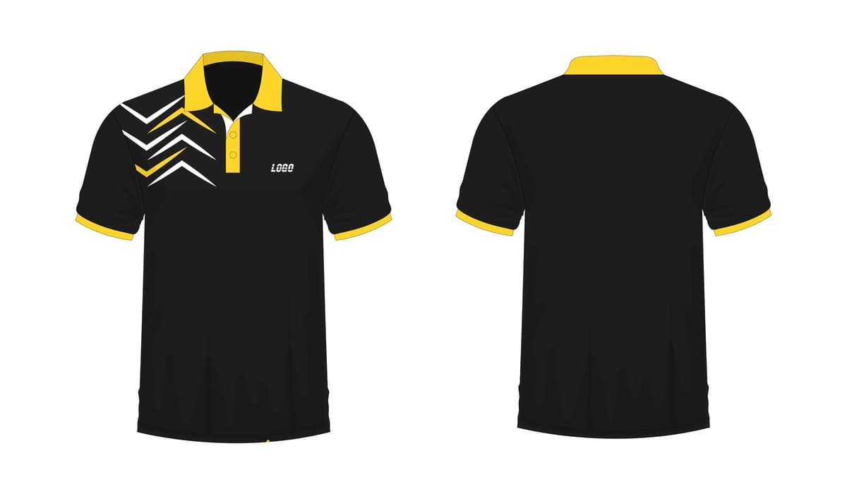 Futbolka polo sariq qora shablon dizayn oq fon | T shirt polo yellow black template design white background