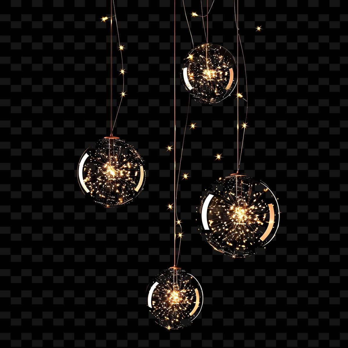 Yorqin qora fon bilan oltin shar | Gold ball with sparkles black background