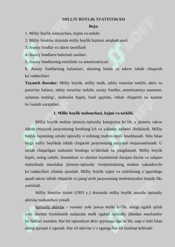 MILLIY BOYLIK STATISTIKASI