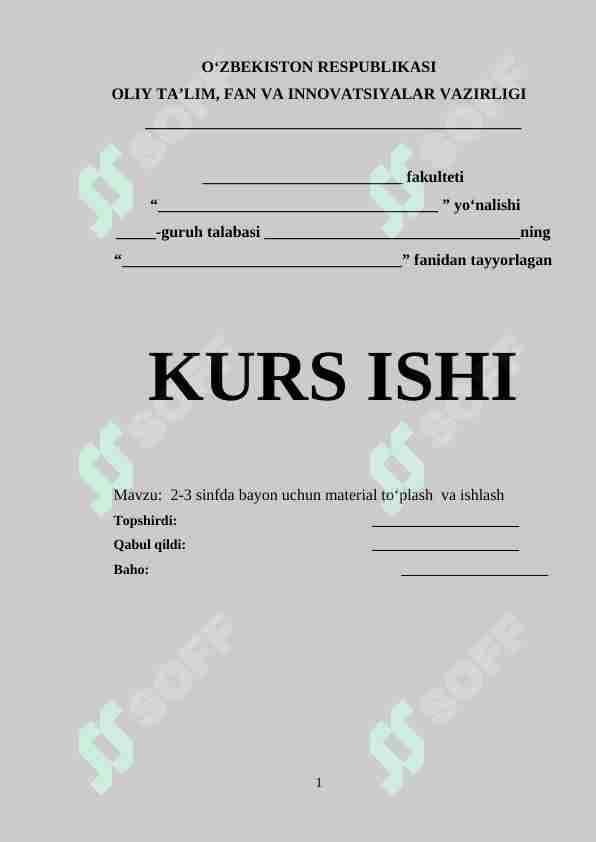 2-3 sinfda bayon uchun material to‘plash  va ishlash