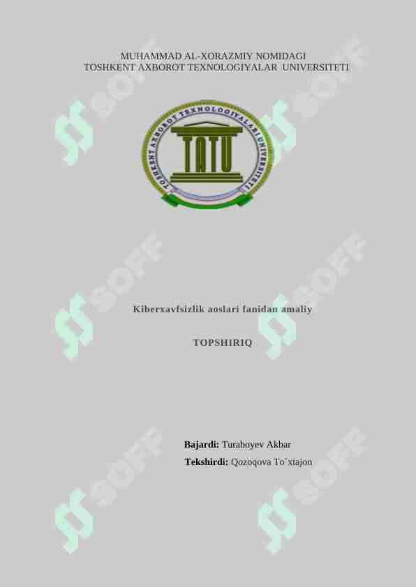 Klassik shifrlash algoritmlarini ishlash tartibini o'rganish