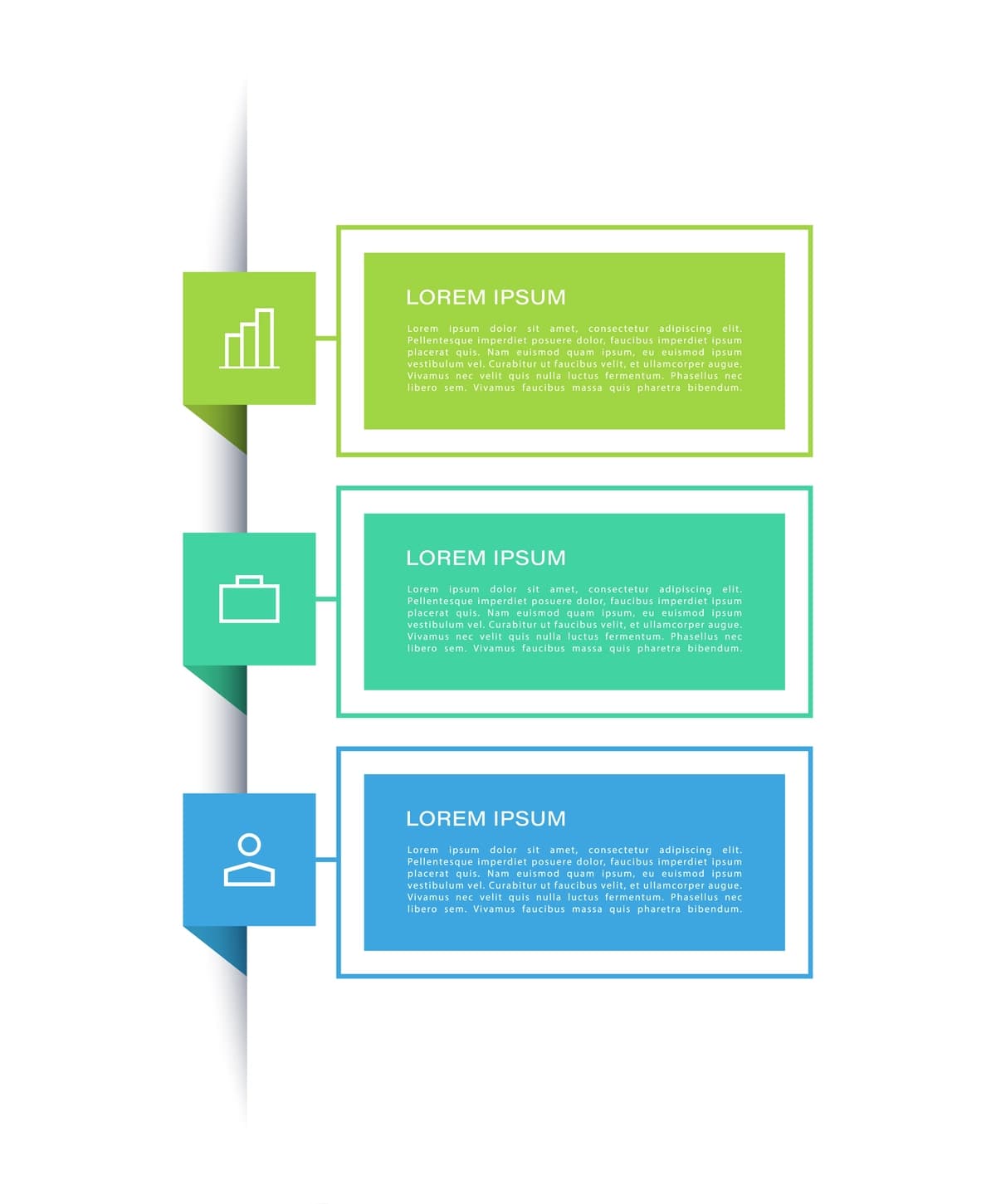 Uch bosqichli infografik vertikal vektor shablonlari biznes taqdimotlari | Three step infographic vertical vector template business presentations