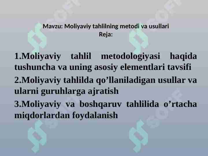 Mоliyaviy tahlilning metоdi va usullari