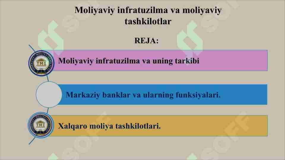 Moliyaviy infratuzilma va moliyaviy tashkilotlar