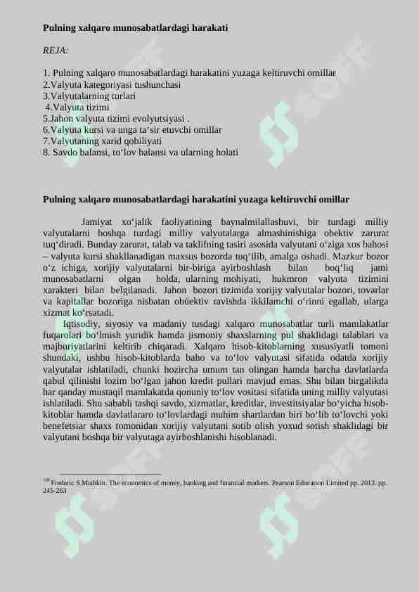 Pulning xalqaro munosabatlardagi harakati