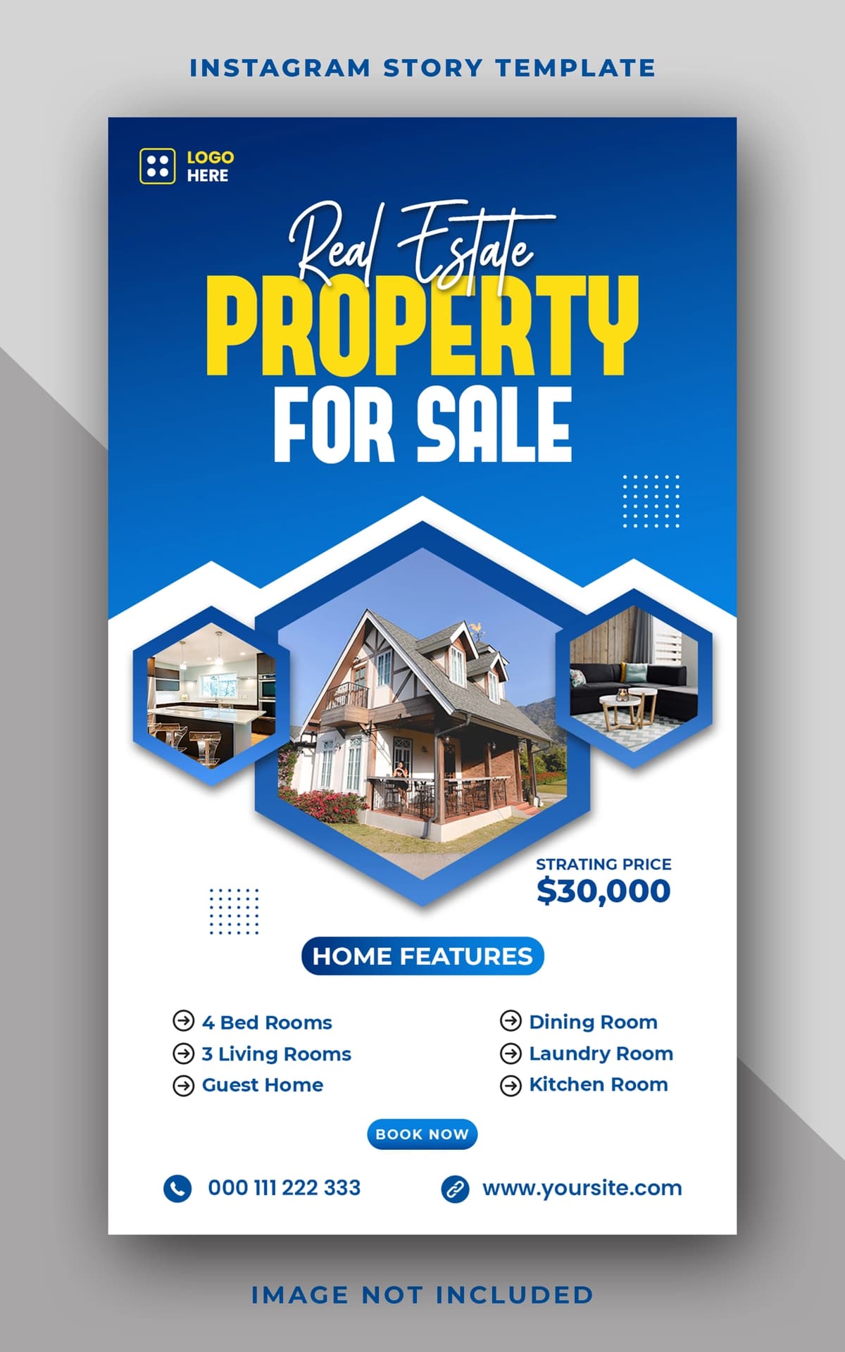 Ko'chmas mulkni sotish instagram hikoyasi banner shablonlari | Real estate property sale instagram story banner template