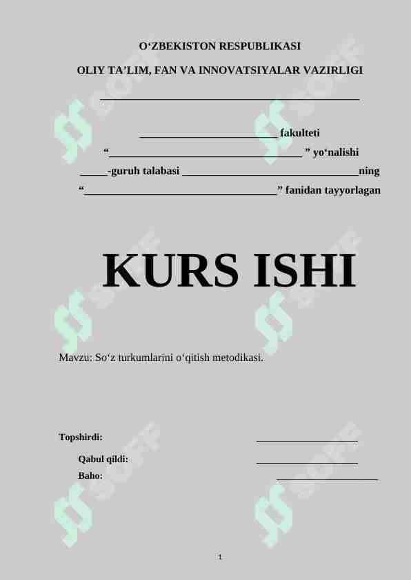 So‘z turkumlarini o‘qitish metodikasi.