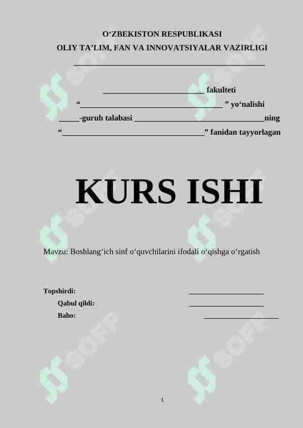 Boshlang‘ich sinf o‘quvchilarini ifodali o‘qishga o‘rgatish