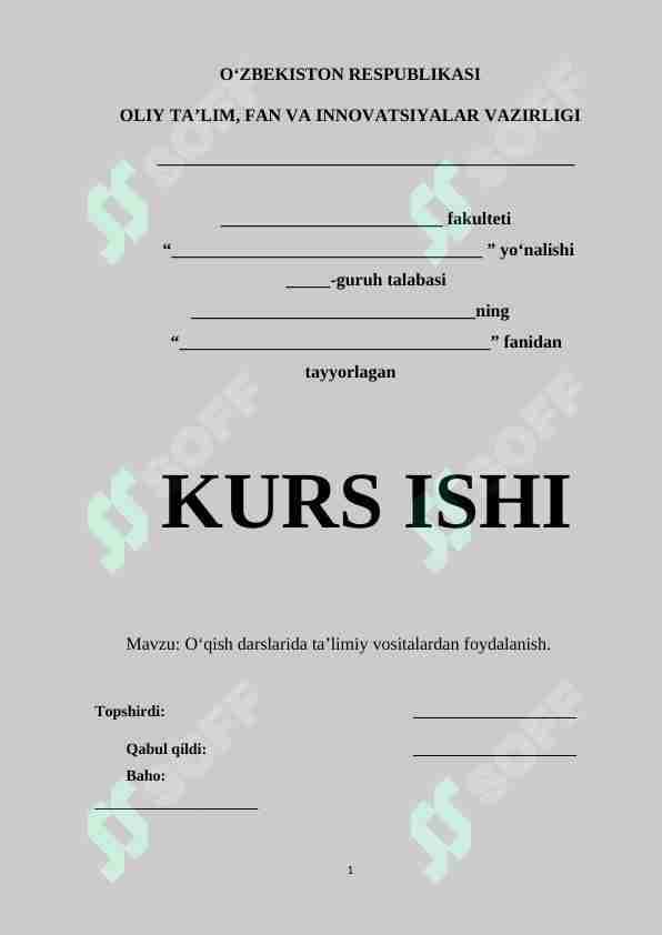 O‘qish darslarida ta’limiy vositalardan foydalanish.