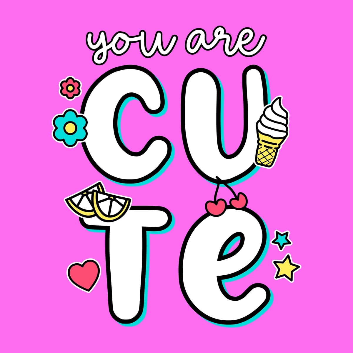 Siz dudllar bilan yoqimli matnsiz | You are cute text with doodles