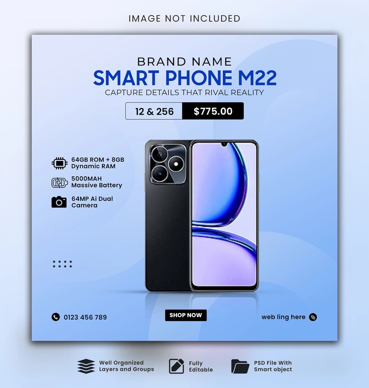 Smartfon sotuvi uchun ijtimoiy media poct banner shablonlari dizayni | Smart phone sale social media poct banner template design