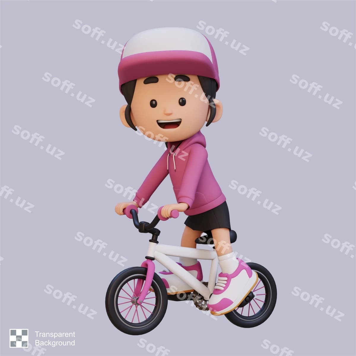 3d qiz shaxs bisikletga tushmoq va maktabga bormoq | 3d girl character ride bike go school