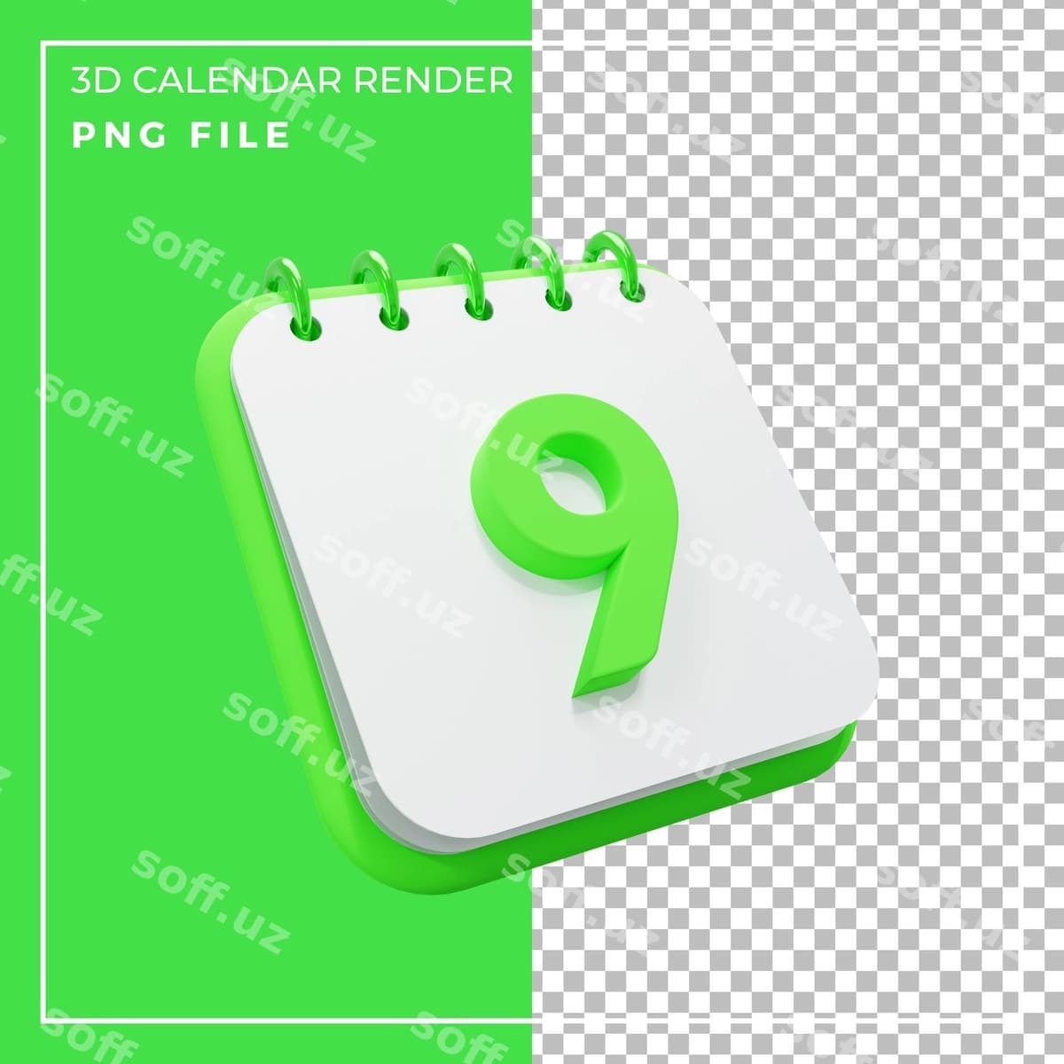 3D render to'qqiz kunlik takvim | 3d render calendar 9 day
