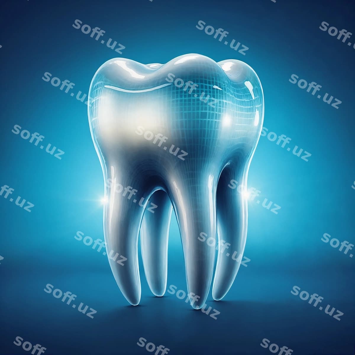3d render sog'gin tish ko'k fonda | 3d render healthy tooth blue background