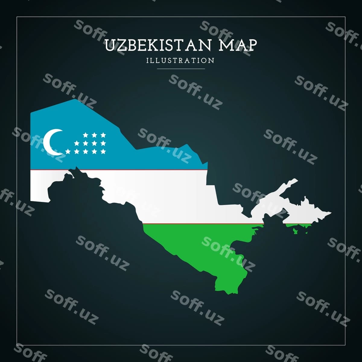 O'zbekistonning 3D xaritasi vektor illyustratsiyasi | 3d uzbekistan map vector illustration