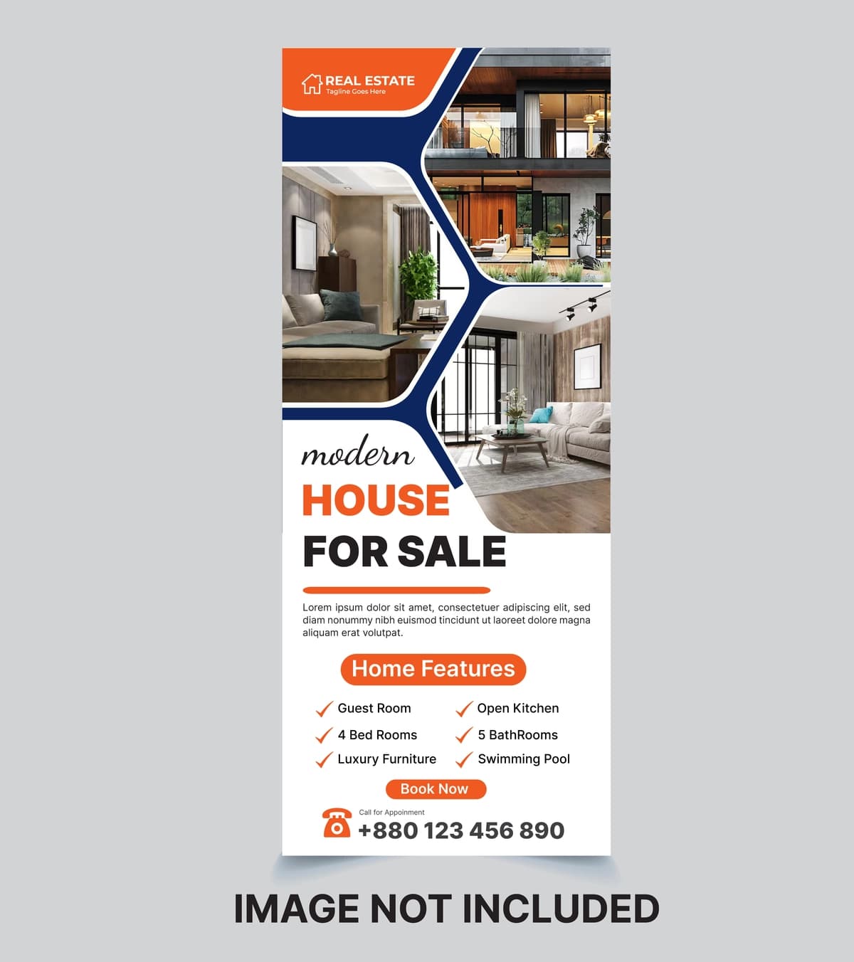 Ko'chmas mulk varaqasi banner dizayni | Real estate flyer roll up banner design