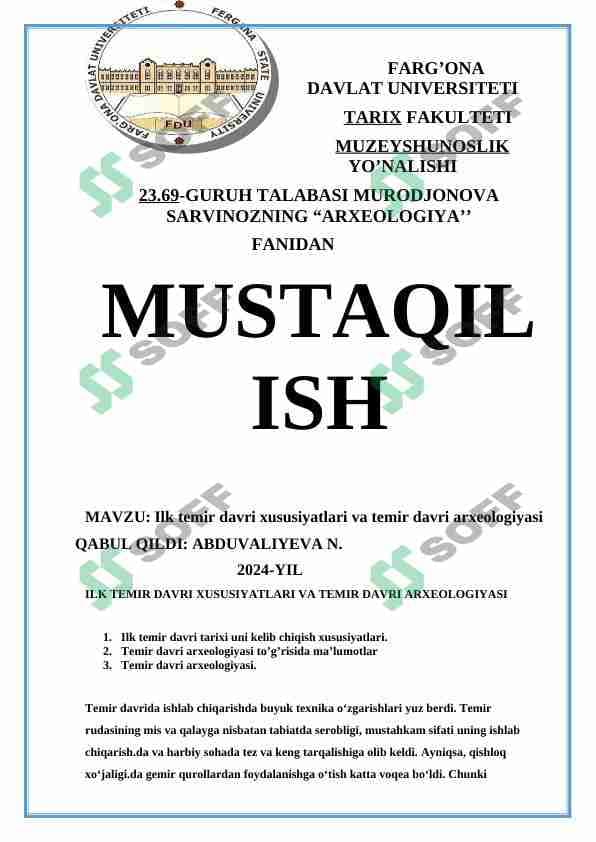 ilk temir davri arxeologiyasi