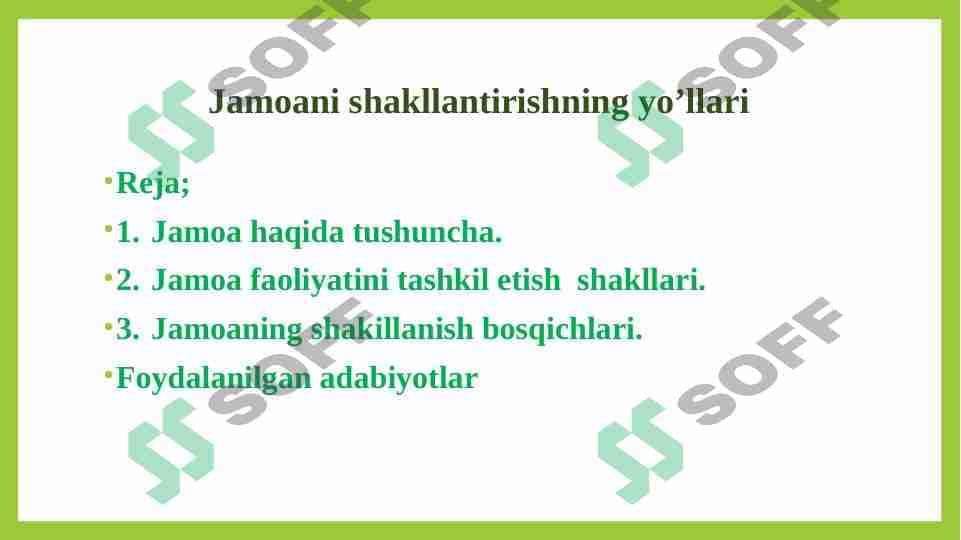 Jamoani shakllantirishning yo’llari