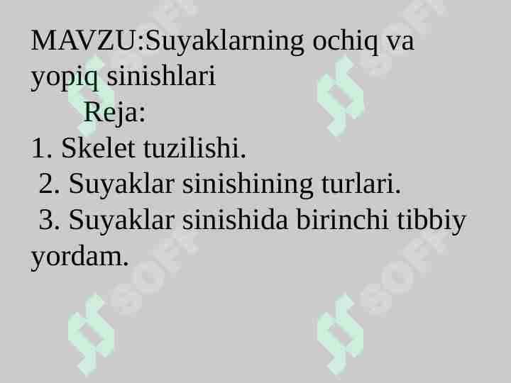 suyaklarning ochiq va yopiq sinishi
