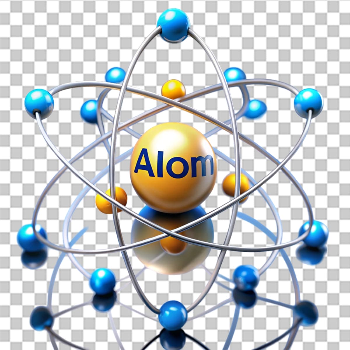 Moviy sariq doira so'zi bilan atom modeli | Model atom with blue yellow circle word atom it