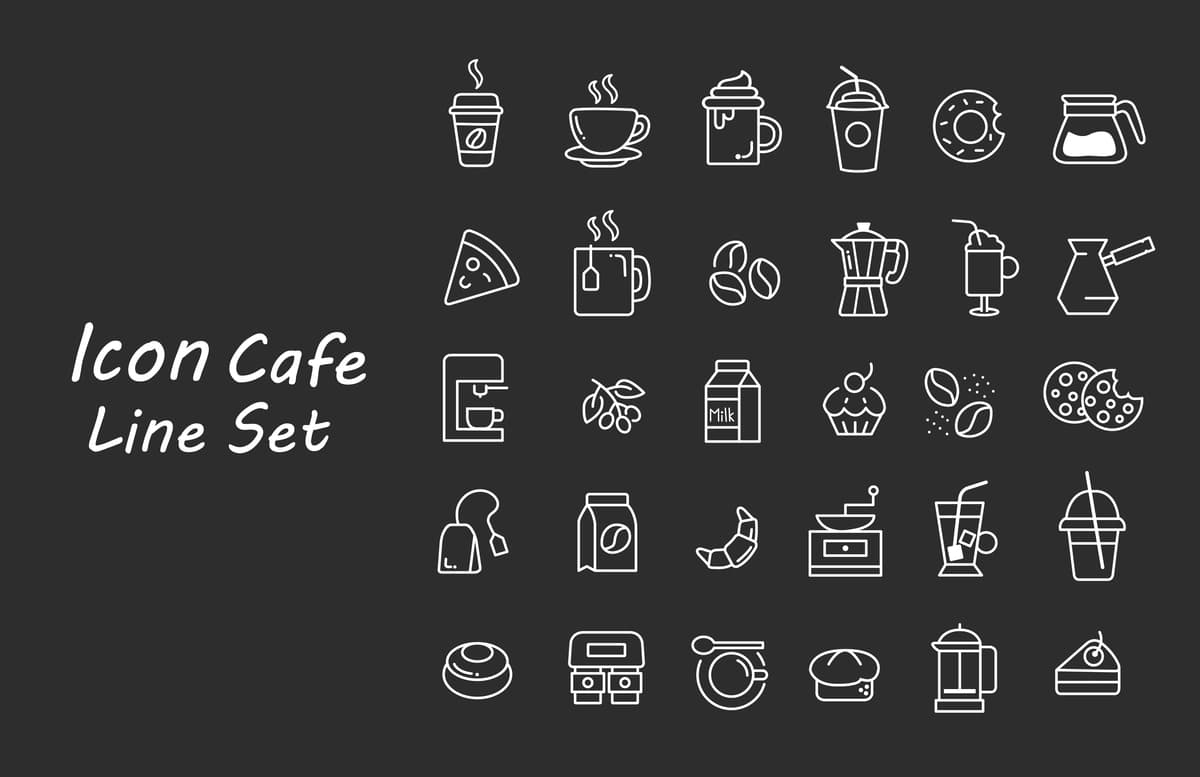 Cafeicon to'plam liniyasi designsh01 | Cafeicon set line designsh01