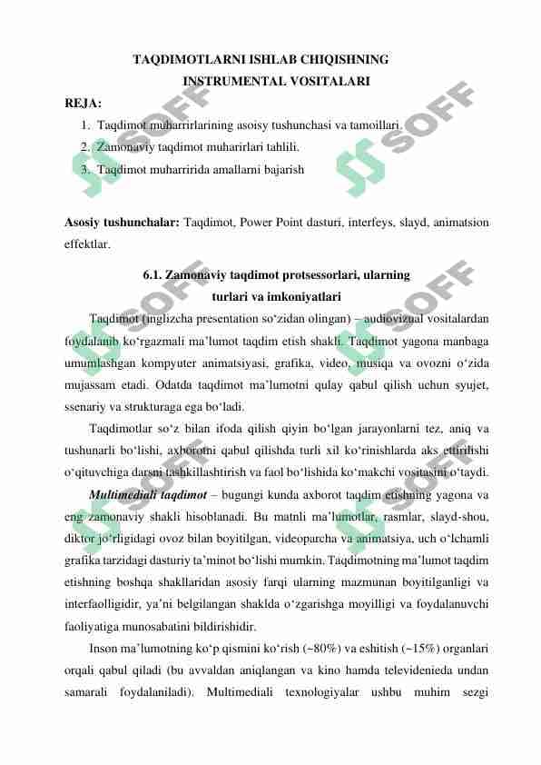 taqdimotlarni ishlab chiqishning intrumental vositalari