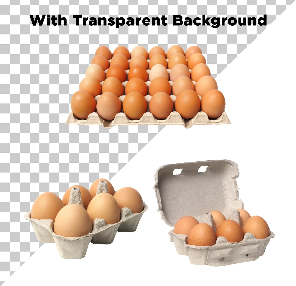 Tovuq tuxumlari shaffof fonda ajratilgan | Chicken eggs isolated transparent background