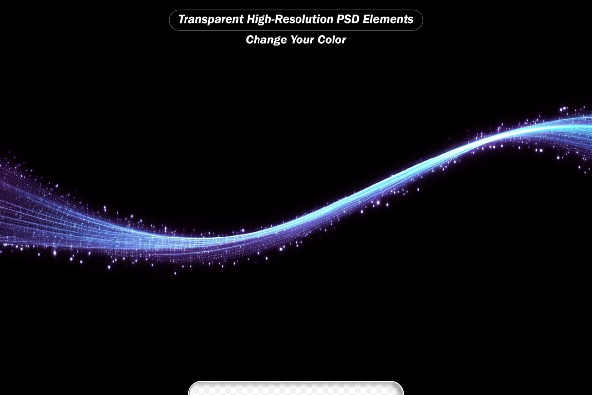 Psd ko'k egri yorug'lik chizig'i arqon lentasi silliq bayramona neon chiziq bilan | Psd blue curved light line rope tape smooth festive neon line with