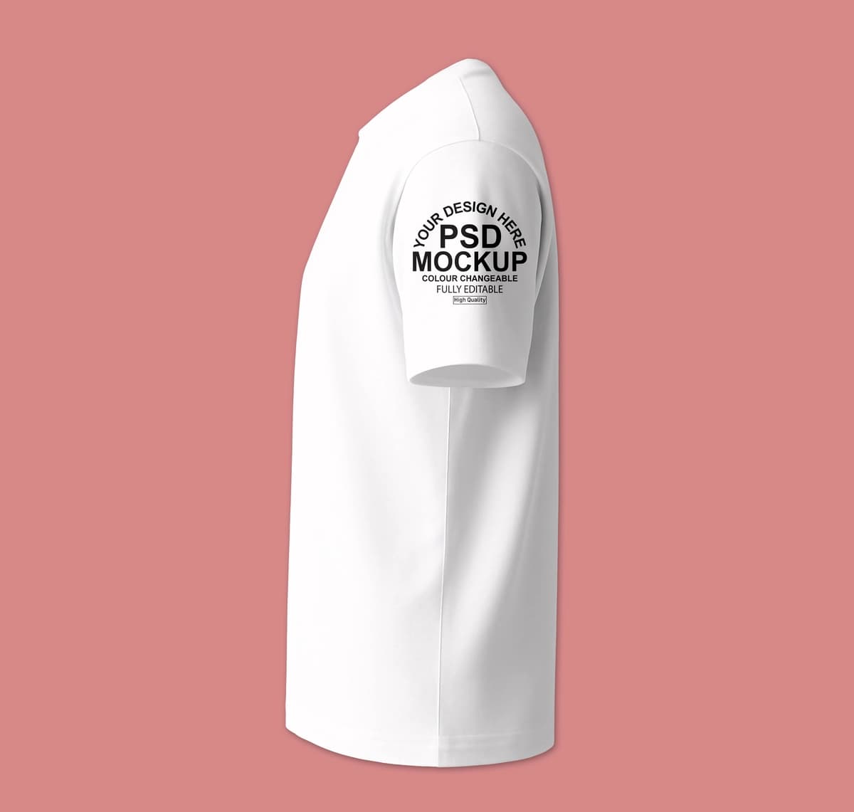 Oq futbolka maketining yon ko'rinishi | White tshirt mockup side view
