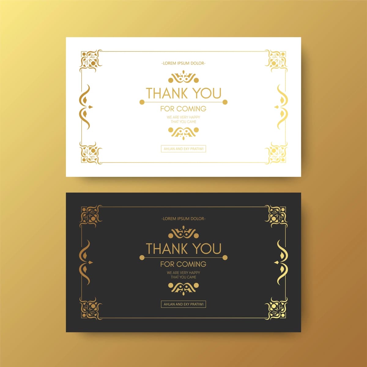 Klassik oltin rahmat to'y kartasi | Classic gold thank you wedding card