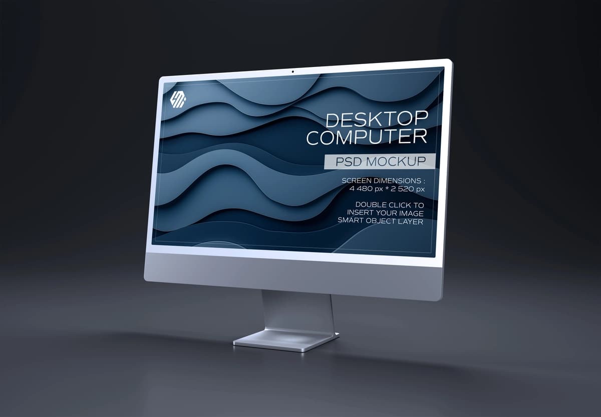 Ish stoli kompyuter ekrani izolyatsiya qilingan qora maket | Desktop computer display isolated black mockup