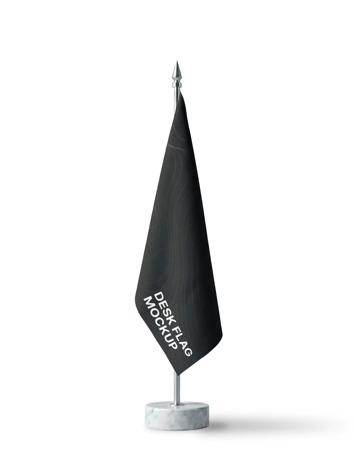 Oq fonda qora stol bayrog'i maketi | Black desk flag mockup white background