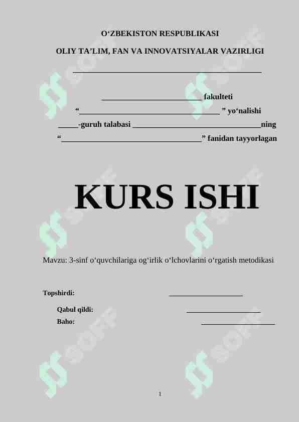 3-sinf o‘quvchilariga og‘irlik o‘lchovlarini o‘rgatish metodikasi