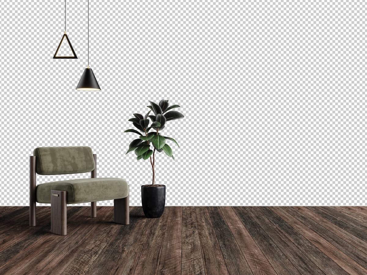 Bepul psd kreslo bo'sh xona bo'sh joy bilan bezatilgan uy maketi | Free psd armchair empty room decorated home mockup with free space