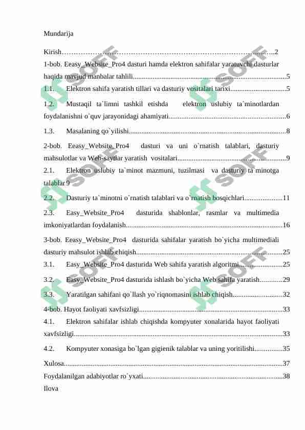 Eeasy Wеbsitе Pro4 dasturi hamda elеktron sahifalar yaratuvchi dasturlar