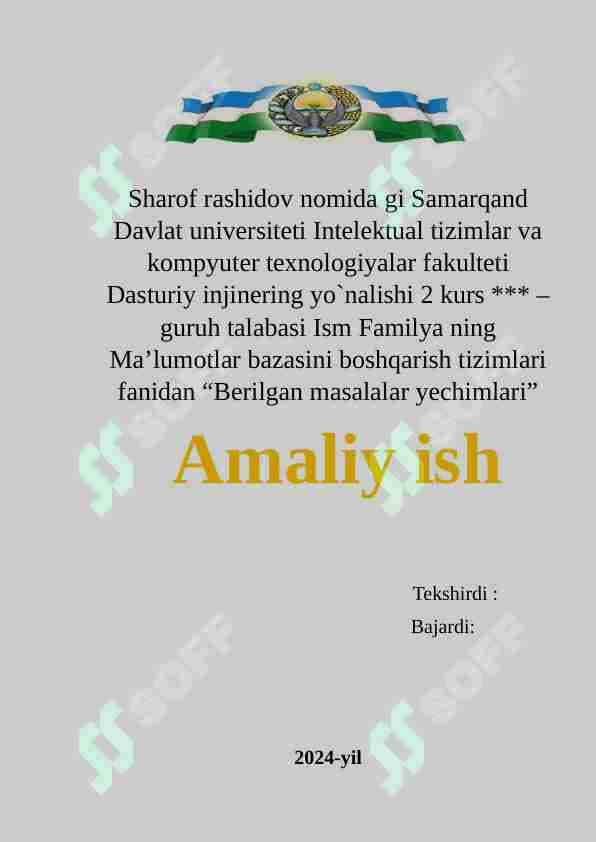 Berilgan masalalar yechimlari