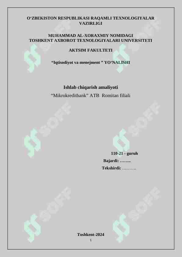 mikrokredit bankda amaliyot hisoboti