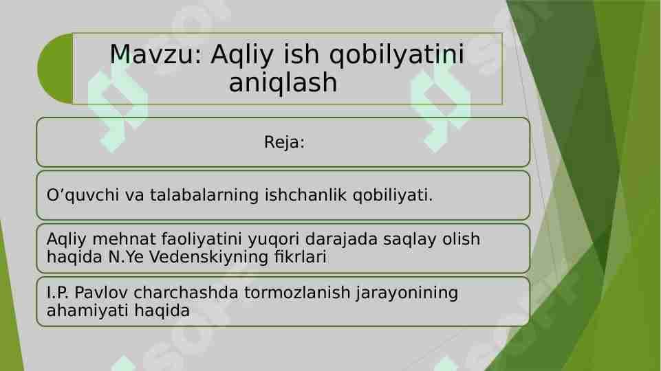 Aqliy ish qobilyatini aniqlash