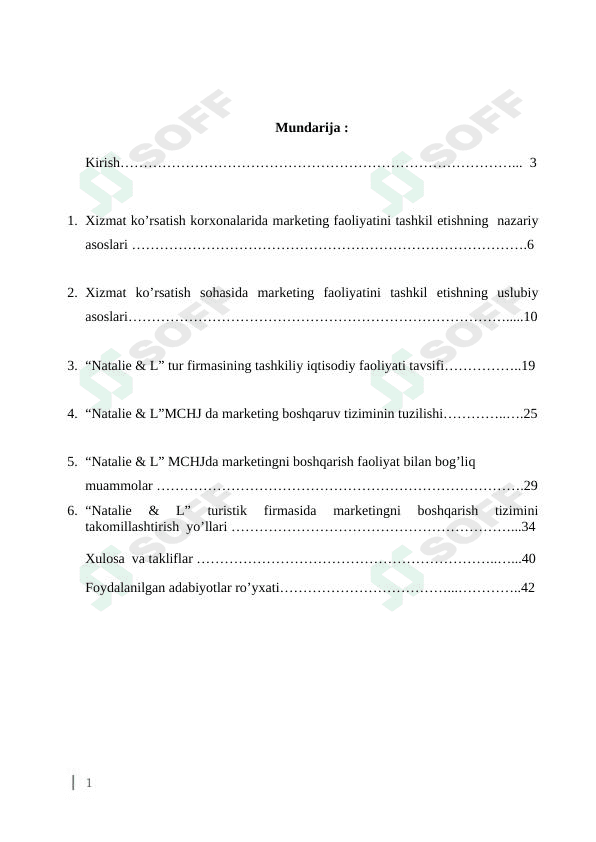 Xizmat ko’rsatish sohasida marketing faoliyatini tashkil etish