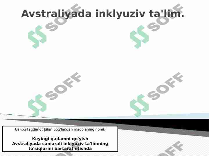 Avstraliyada inklyuziv ta'lim.