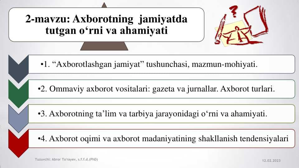 Axborotning jamiyatda tutgan o'rni va ahamiyati