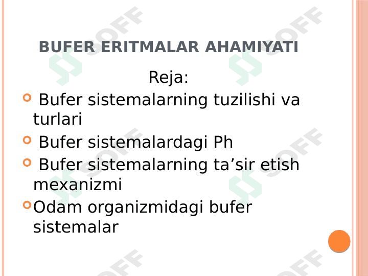 Bufer eritmalar ahamiyati