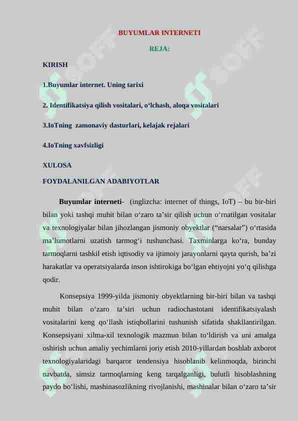 Narsalar interneti haqida umumiy ma'lumot