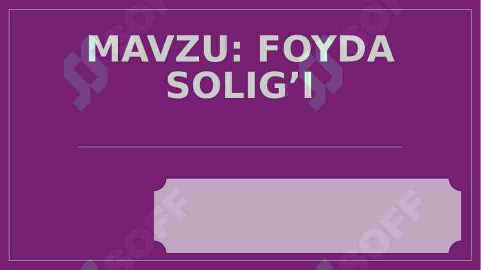 Foyda solig'i