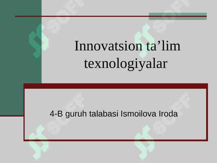 Innovatsion ta’lim texnologiyalar