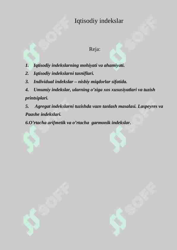 Iqtisodiy indekslar